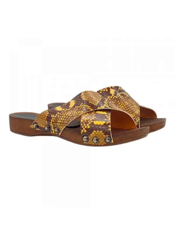 Kiara Shoes ZOCCOLI PITONATI CON FASCE... Giallo Online