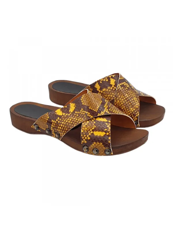 Kiara Shoes ZOCCOLI PITONATI CON FASCE... Giallo Online