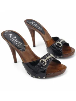 Kiara Shoes Zoccoli sexy in vernice... Nero Clearance