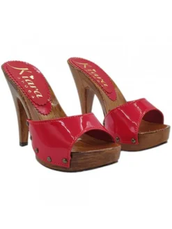 Kiara Shoes Zoccoli sexy in vernice... Rosso Discount