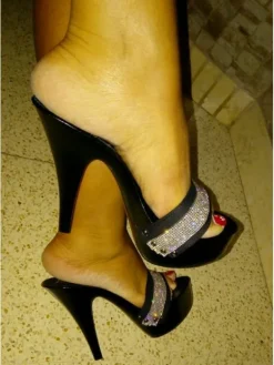 Kiara Shoes ZOCCOLI STRASS TOTAL BLACK Nero