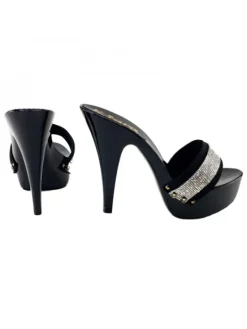 Kiara Shoes ZOCCOLI STRASS TOTAL BLACK Nero