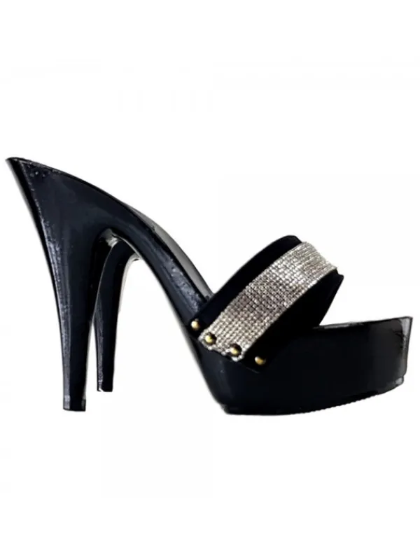 Kiara Shoes ZOCCOLI STRASS TOTAL BLACK Nero