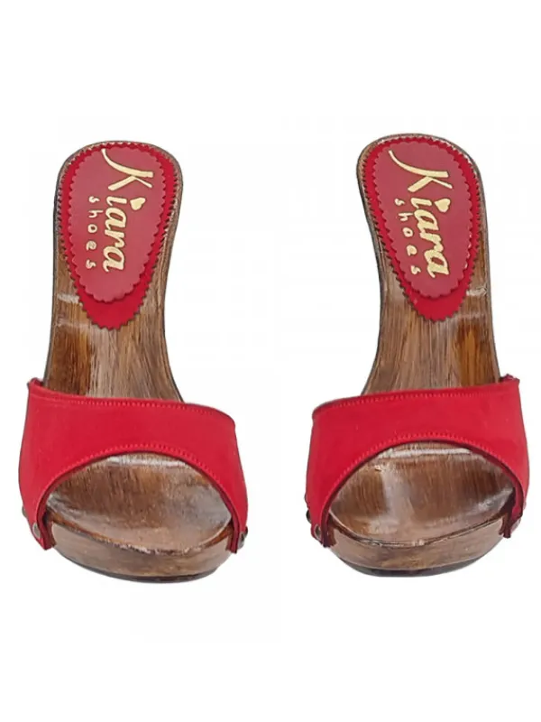 Kiara Shoes Zoccoli tacco 12 con tomaia... Rosso