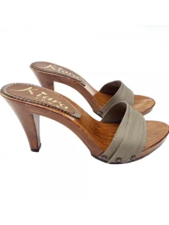 Kiara Shoes ZOCCOLI TACCO 9 Taupe New