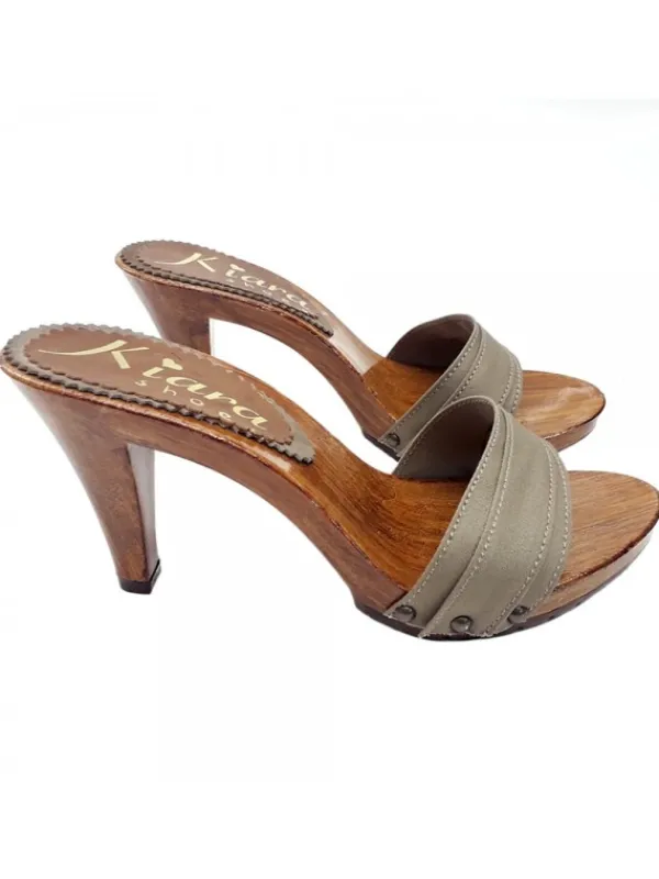 Kiara Shoes ZOCCOLI TACCO 9 Taupe New