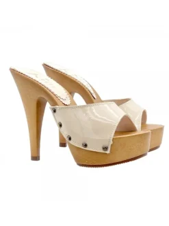 Kiara Shoes ZOCCOLI VERNICE CON... Beige Discount