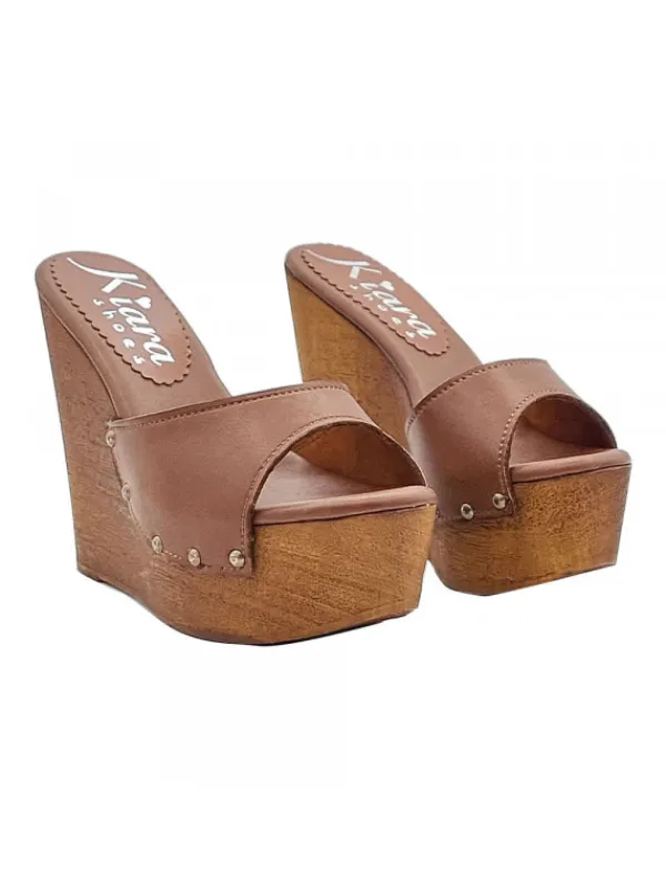 Kiara Shoes ZOCCOLI ZEPPA Marrone Discount