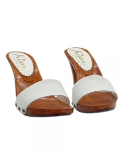 Kiara Shoes ZOCCOLO CON FASCIA IN PELLE... BIANCO Sale