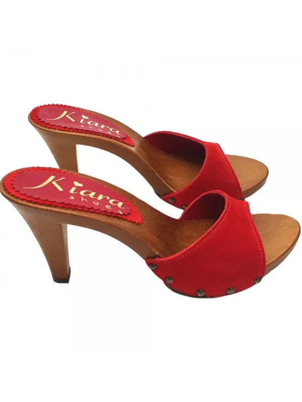 Kiara Shoes ZOCCOLO IN CAMOSCIO COLOR... Rosso