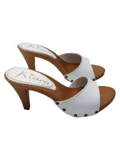Kiara Shoes ZOCCOLO IN PELLE BIANCA... BIANCO New