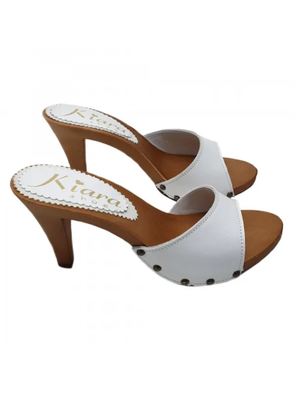 Kiara Shoes ZOCCOLO IN PELLE BIANCA... BIANCO New