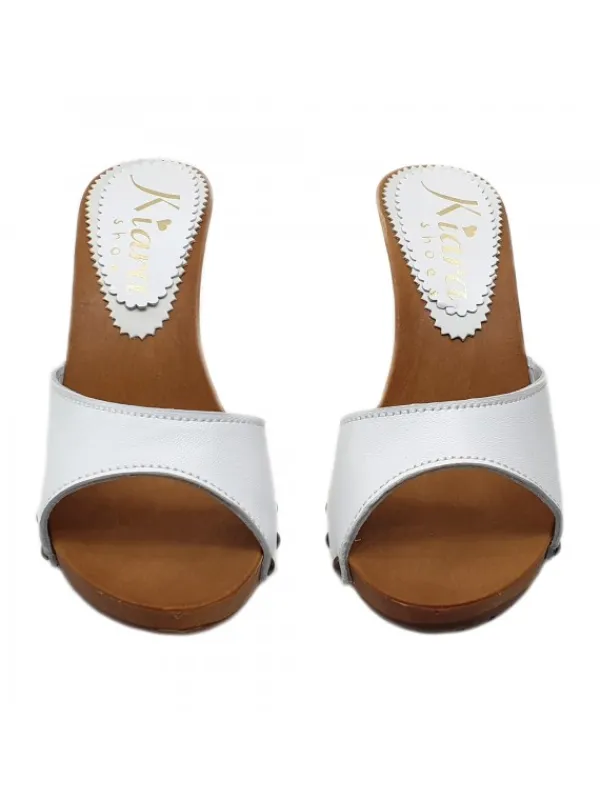Kiara Shoes ZOCCOLO IN PELLE BIANCA... BIANCO New