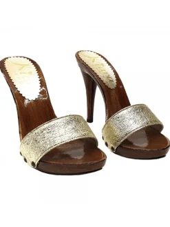 Kiara Shoes Zoccolo in pelle oro Discount