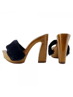 Kiara Shoes Zoccolo Pelliccia Nera Discount