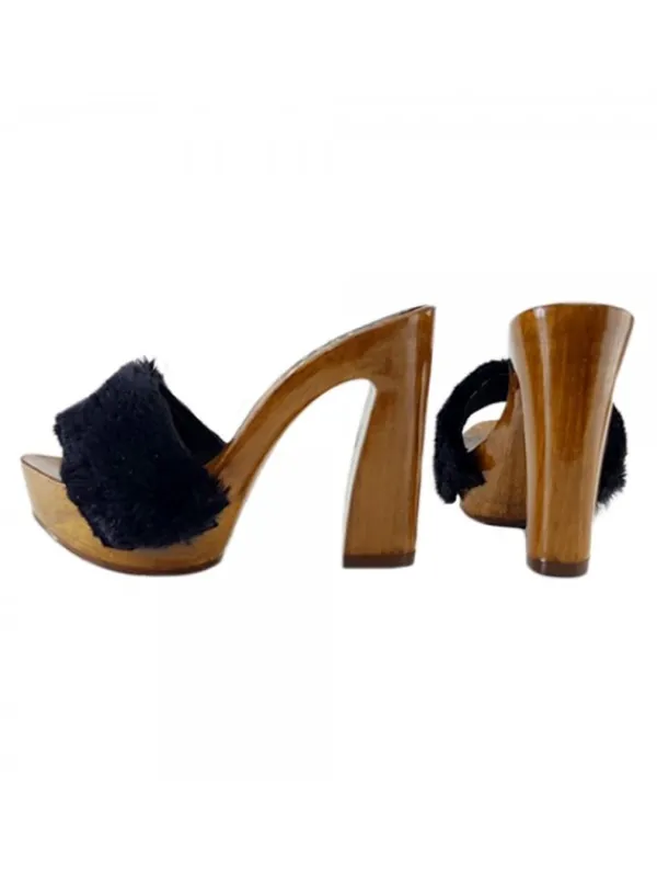 Kiara Shoes Zoccolo Pelliccia Nera Discount