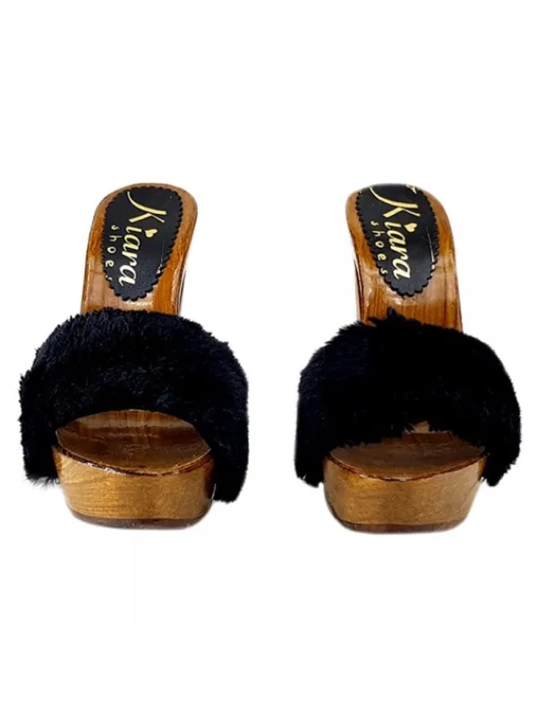Kiara Shoes Zoccolo Pelliccia Nera Discount