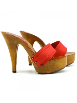 Kiara Shoes ZOCCOLO TACCO 13 BROWN Rosso New