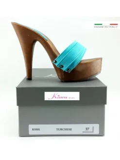 Kiara Shoes ZOCCOLO MOU TACCO 13 Turchese Hot